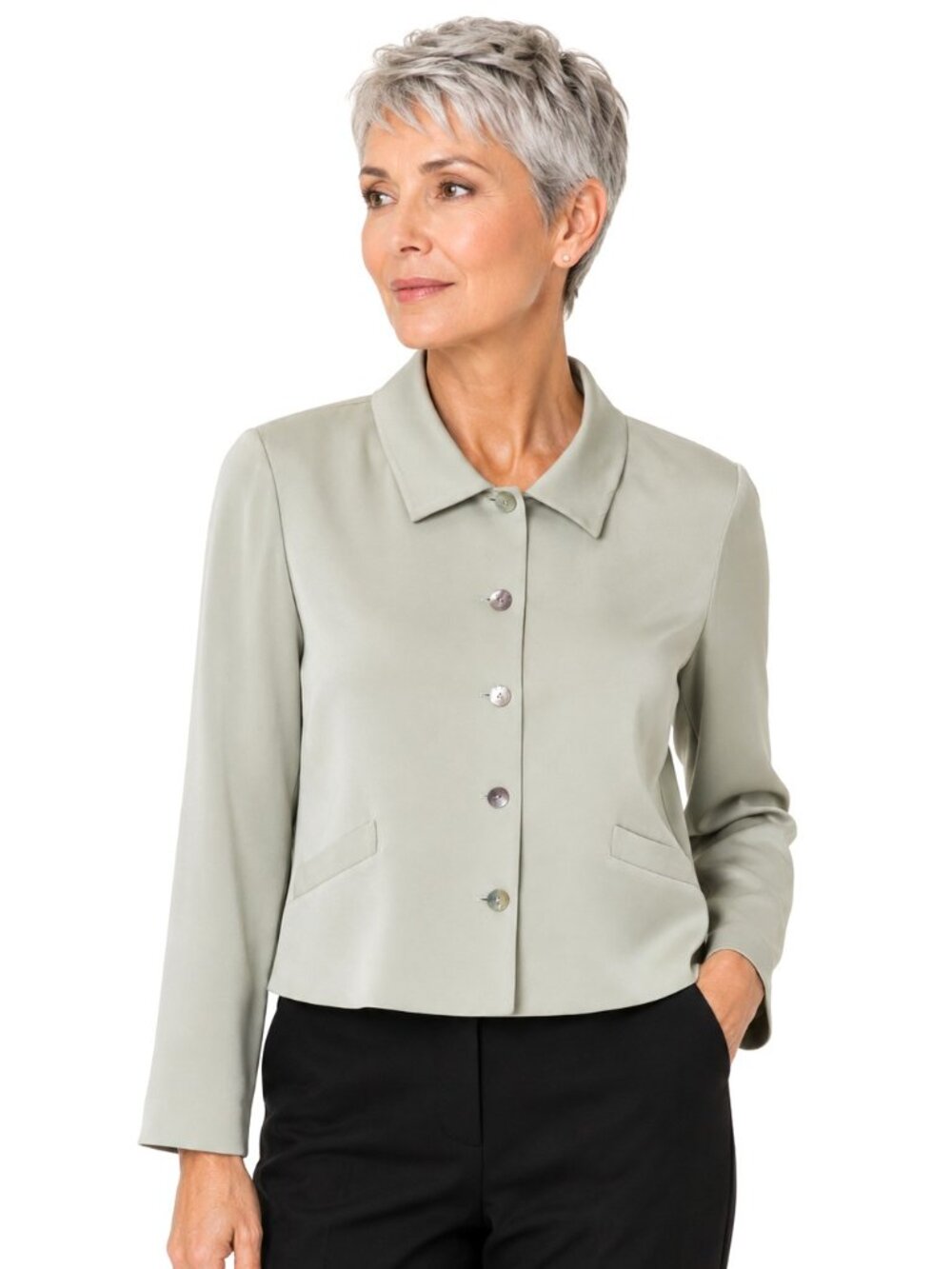 Due Per Due Pale Green Short Silk Jacket